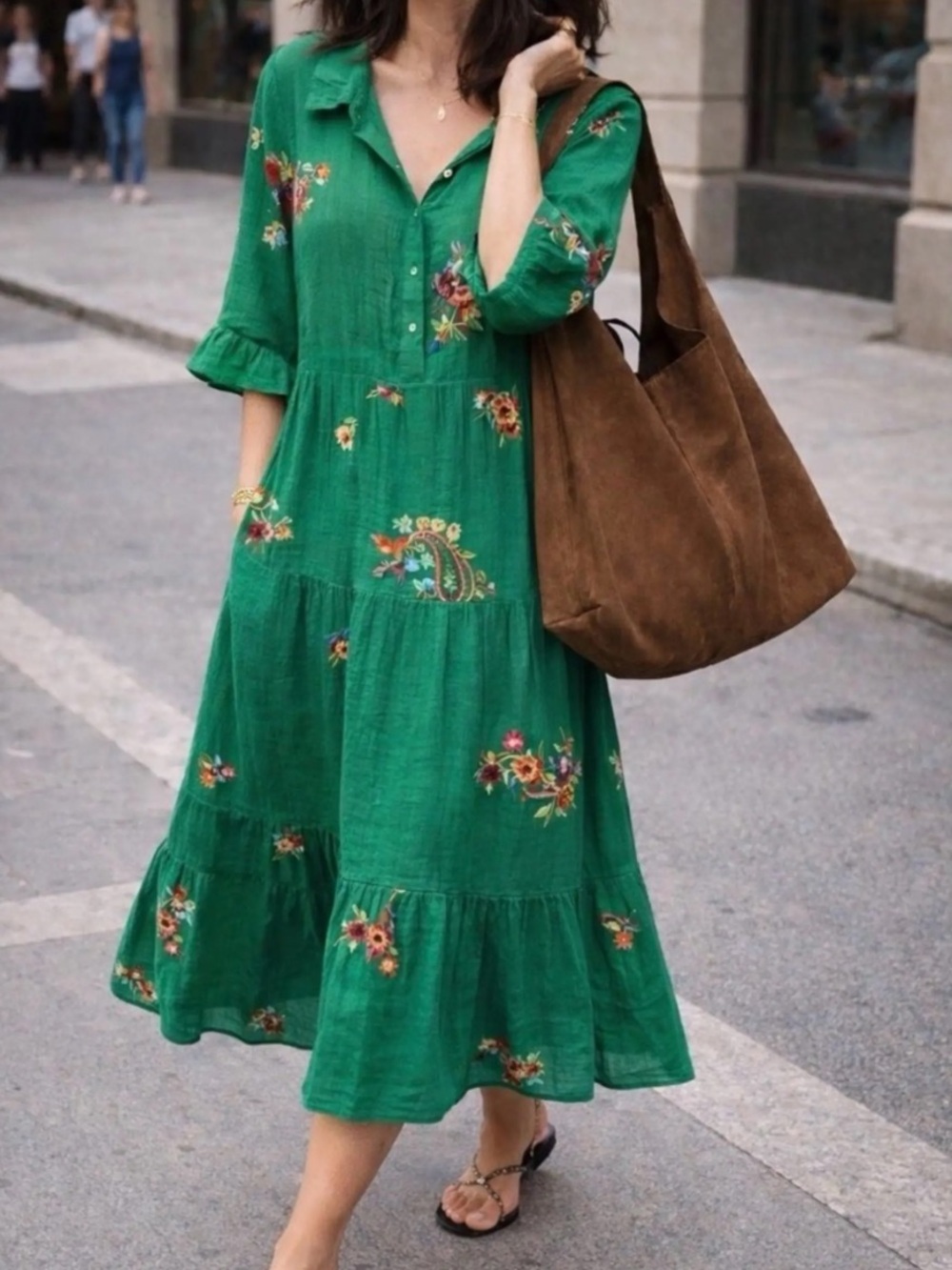 ☀️ FIGUEROA & FLOWER Crepe Floral Tiered Midi Dress